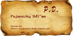 Pajenszky Döme névjegykártya